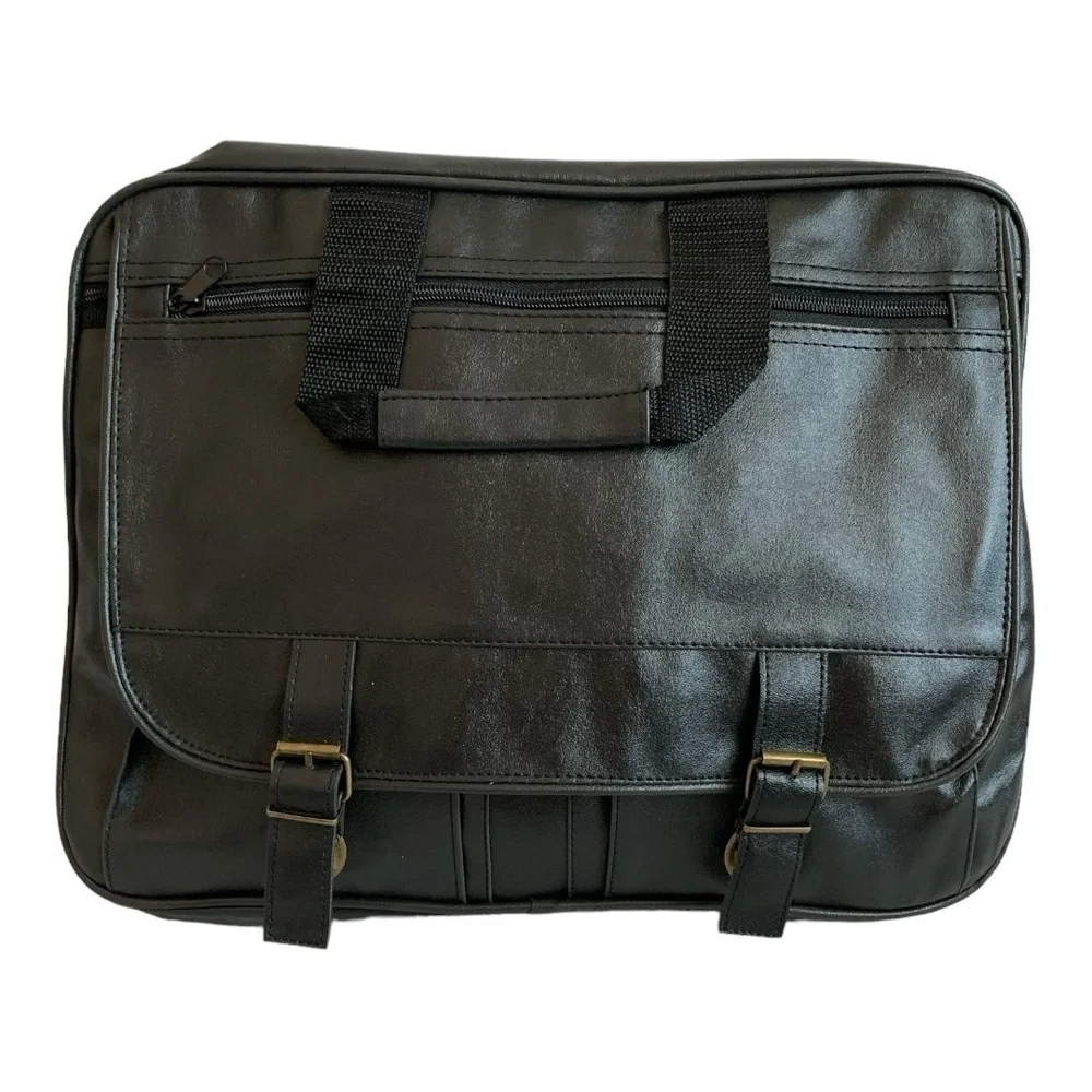 Men's Briefcase Black Leatherette Travel Bag Laptop Bag Waterproof Messenger Bag